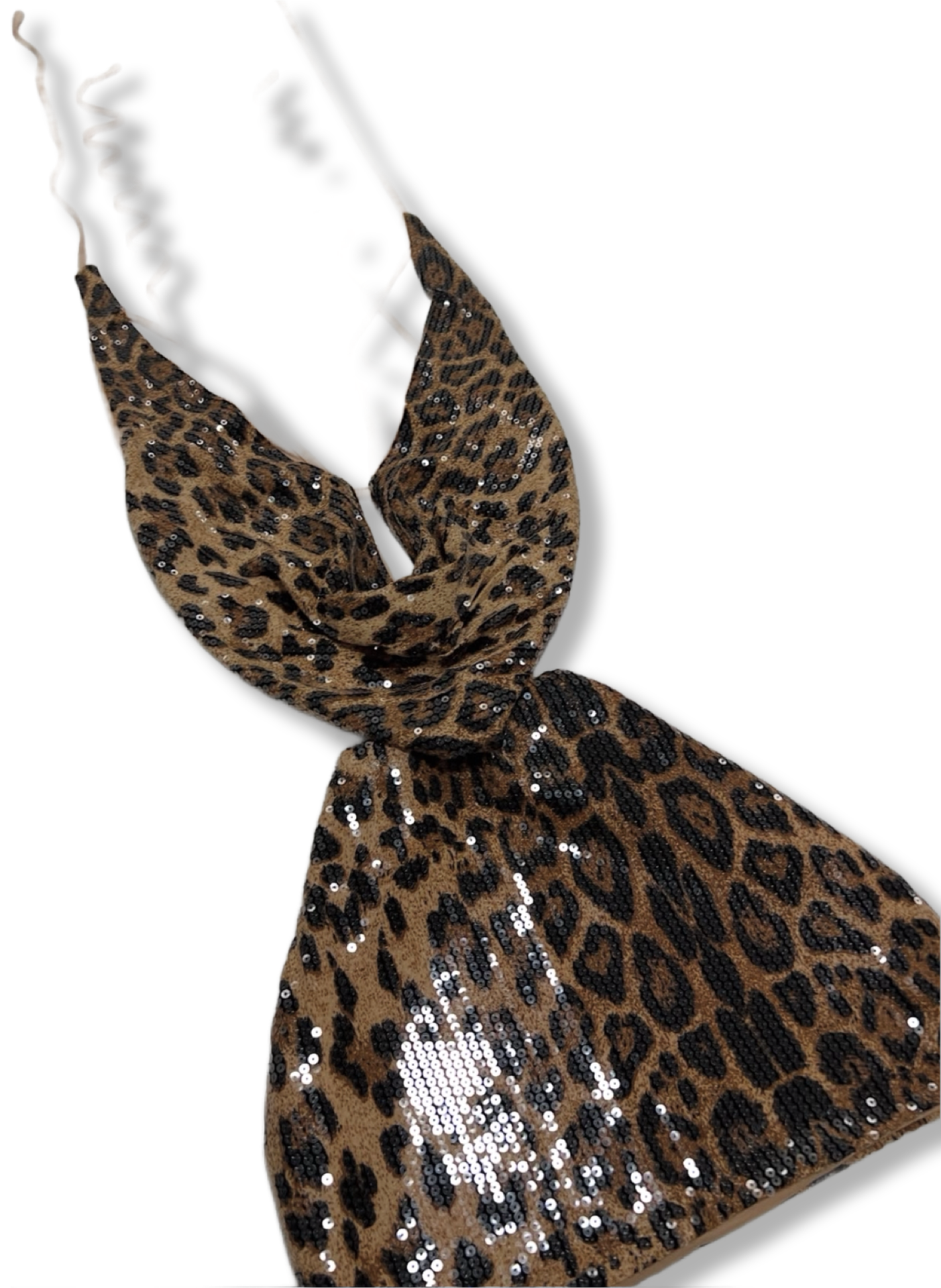 Leopard halterneck sequin dress