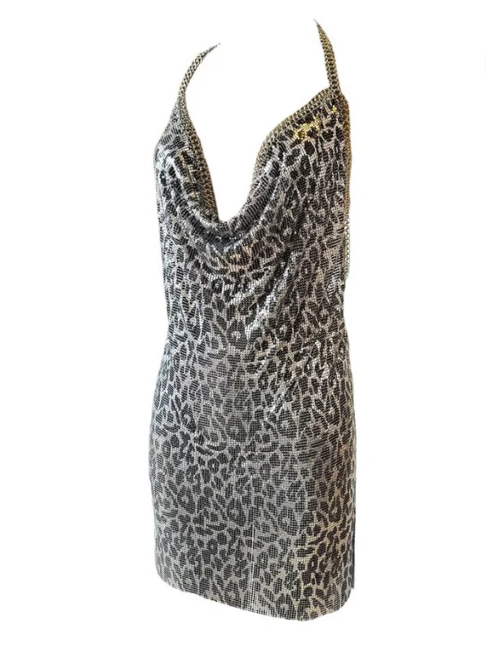 Silver sparkle leopard print dress