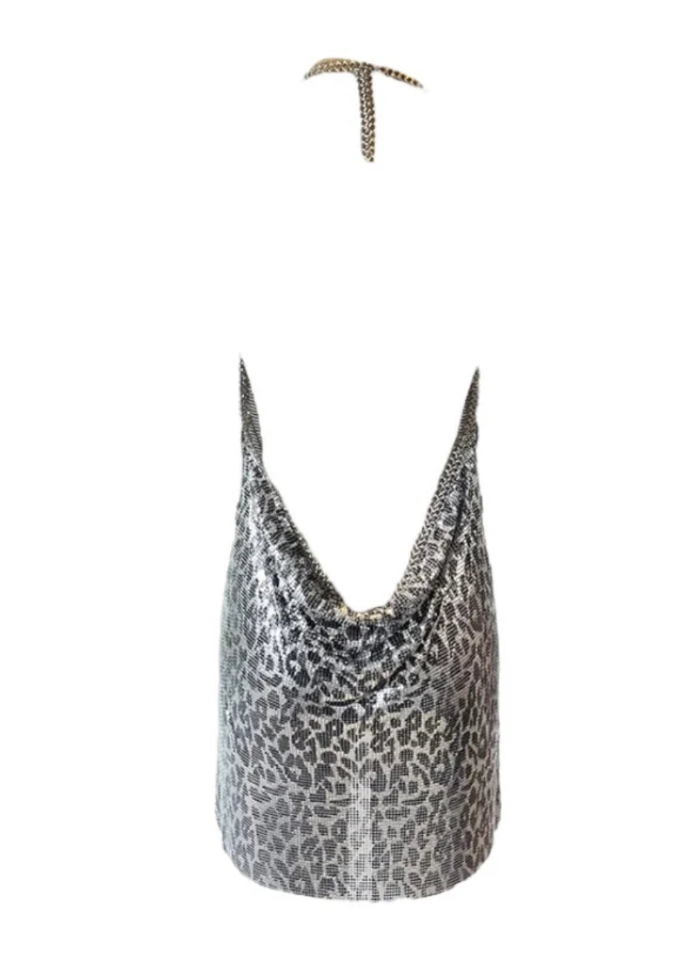 Silver sparkle leopard print dress