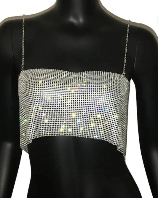 Silver sparkle crop top