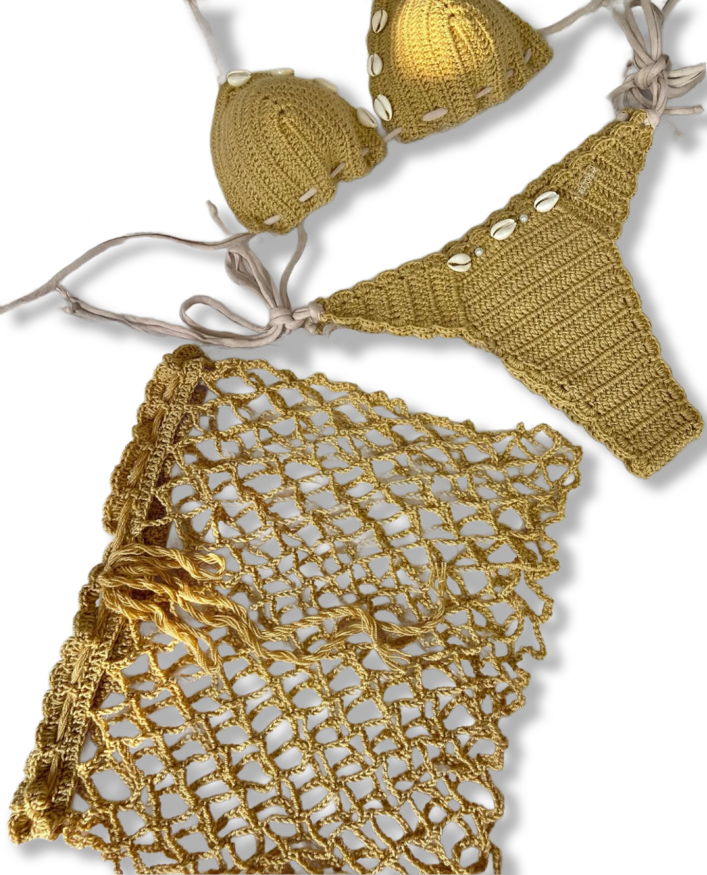 Seashell crotchet 3 piece bikini