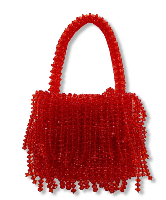 Luci fringe bag- red (glass)
