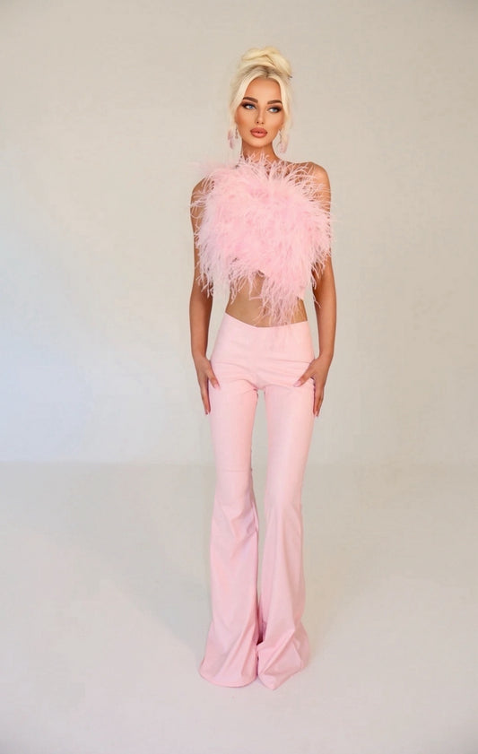 MAYBELLE faux leather trousers (pink)
