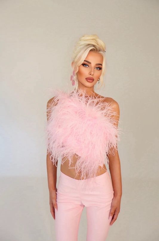 MAYBELLE feather top (pink)
