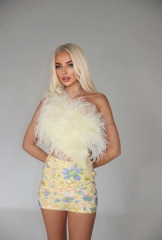 MAYBELLE feather top (lemon)