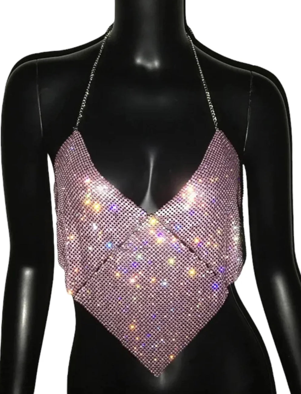 Pink sparkle cowl neck top