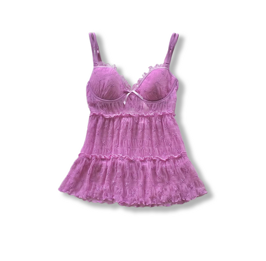 Lilac mesh lace sheer cami