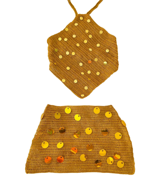 Gold crotchet two piece