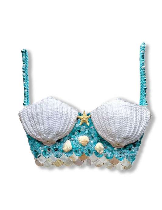 Maya crotchet top- blue