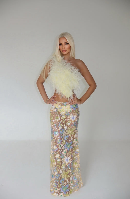MAYBELLE sheer sequin maxi skirt