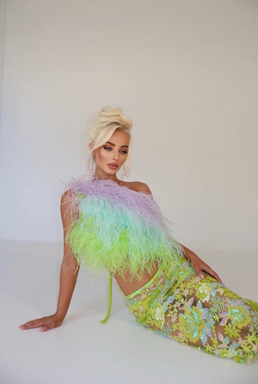 MAYBELLE feather top (multicolor)