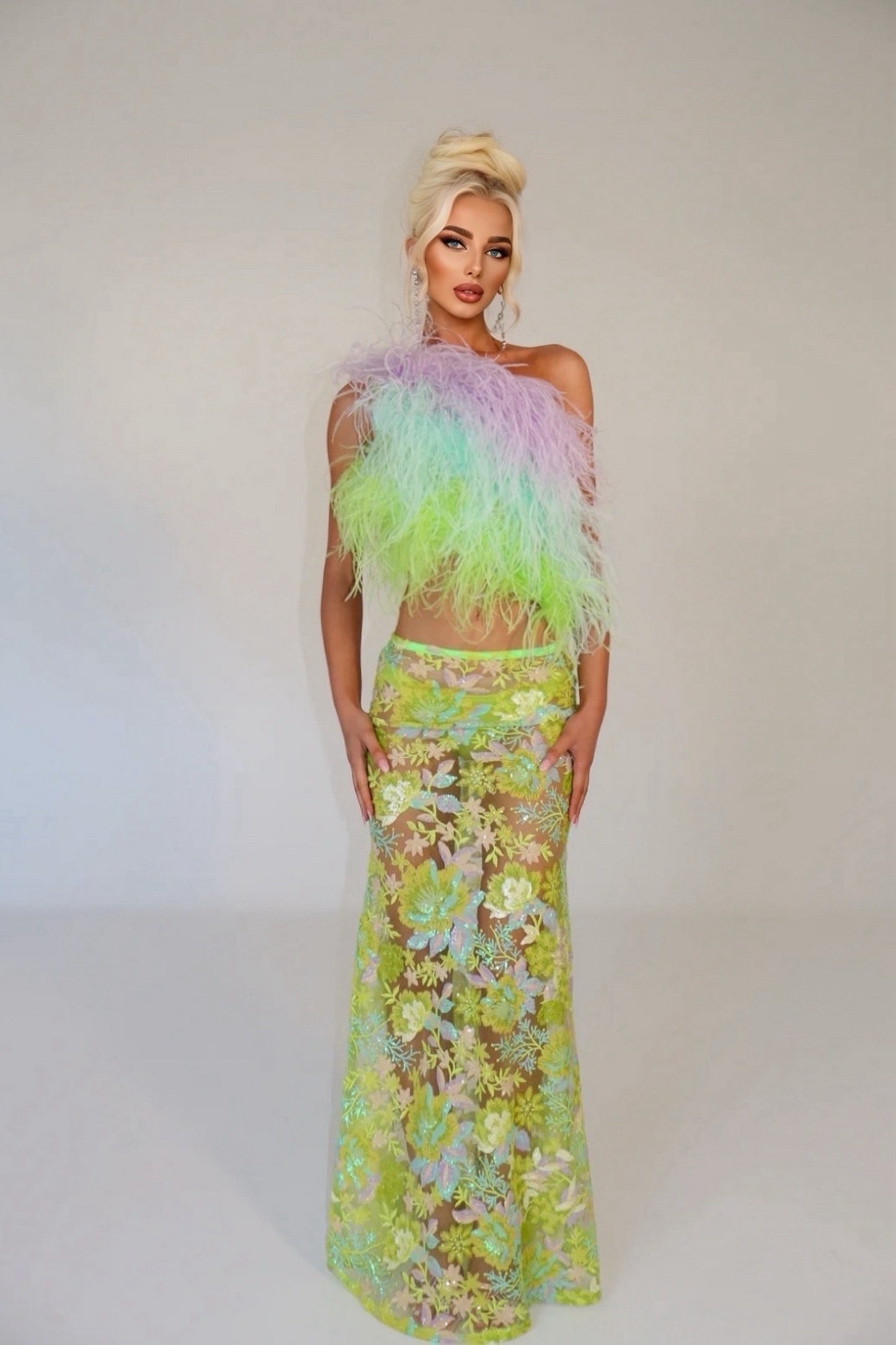 MAYBELLE sheer sequin maxi skirt