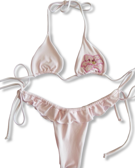 Baby pink frill bikini