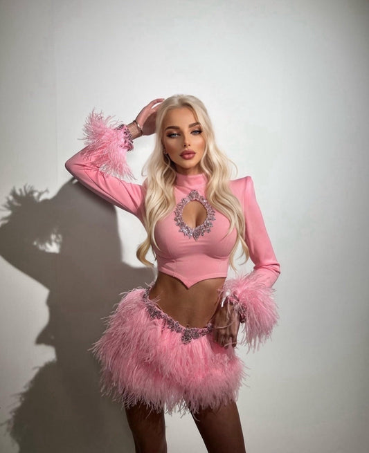 Blush pink feather co-ord